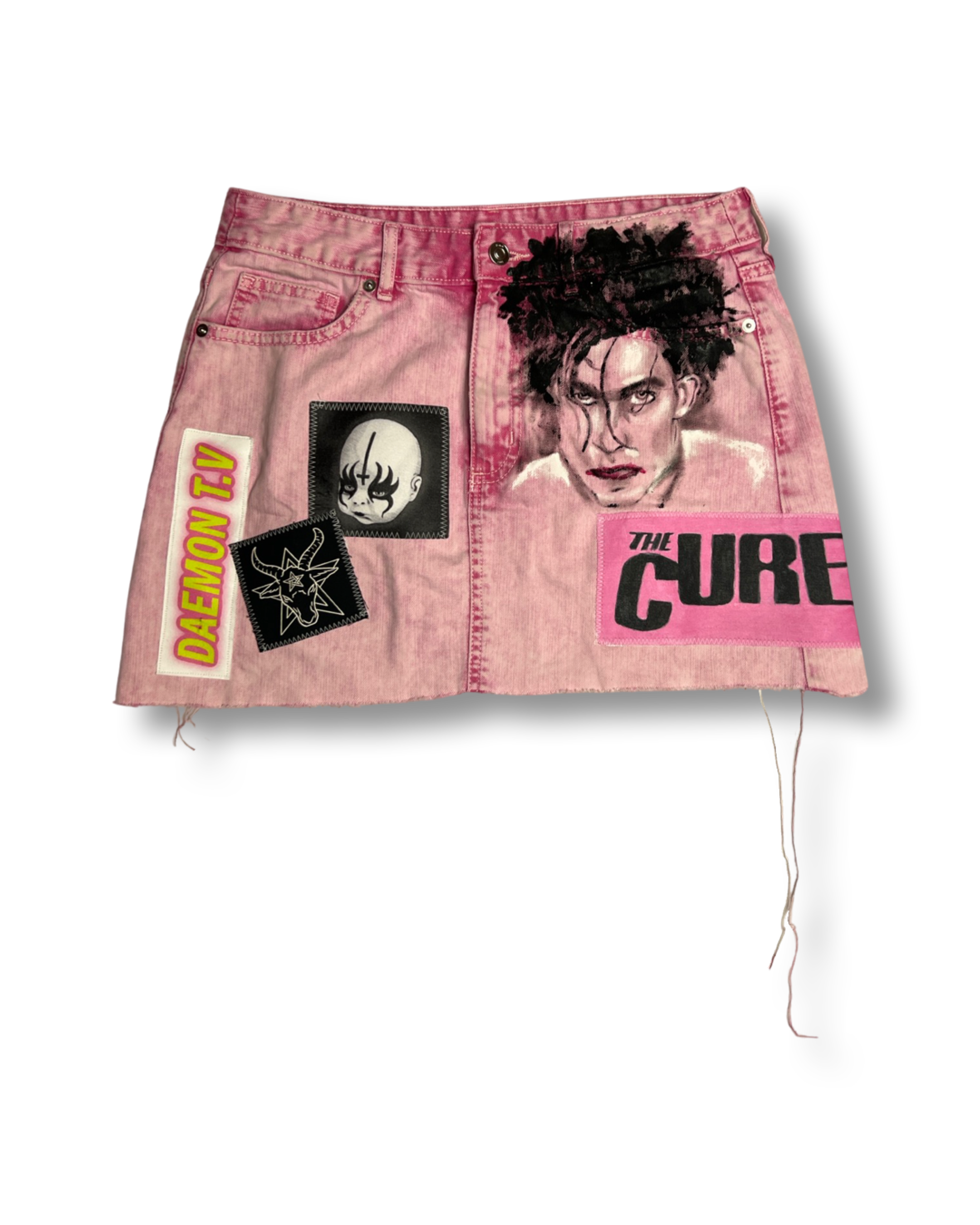 Hand Painted Robert Smith denim mini - S