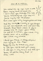 Load image into Gallery viewer, ‘Out of a Million’ - Hand written lyrics by Du Blonde
