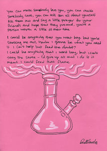 'Smoking Me Out' - Hand written lyrics and illustration X2