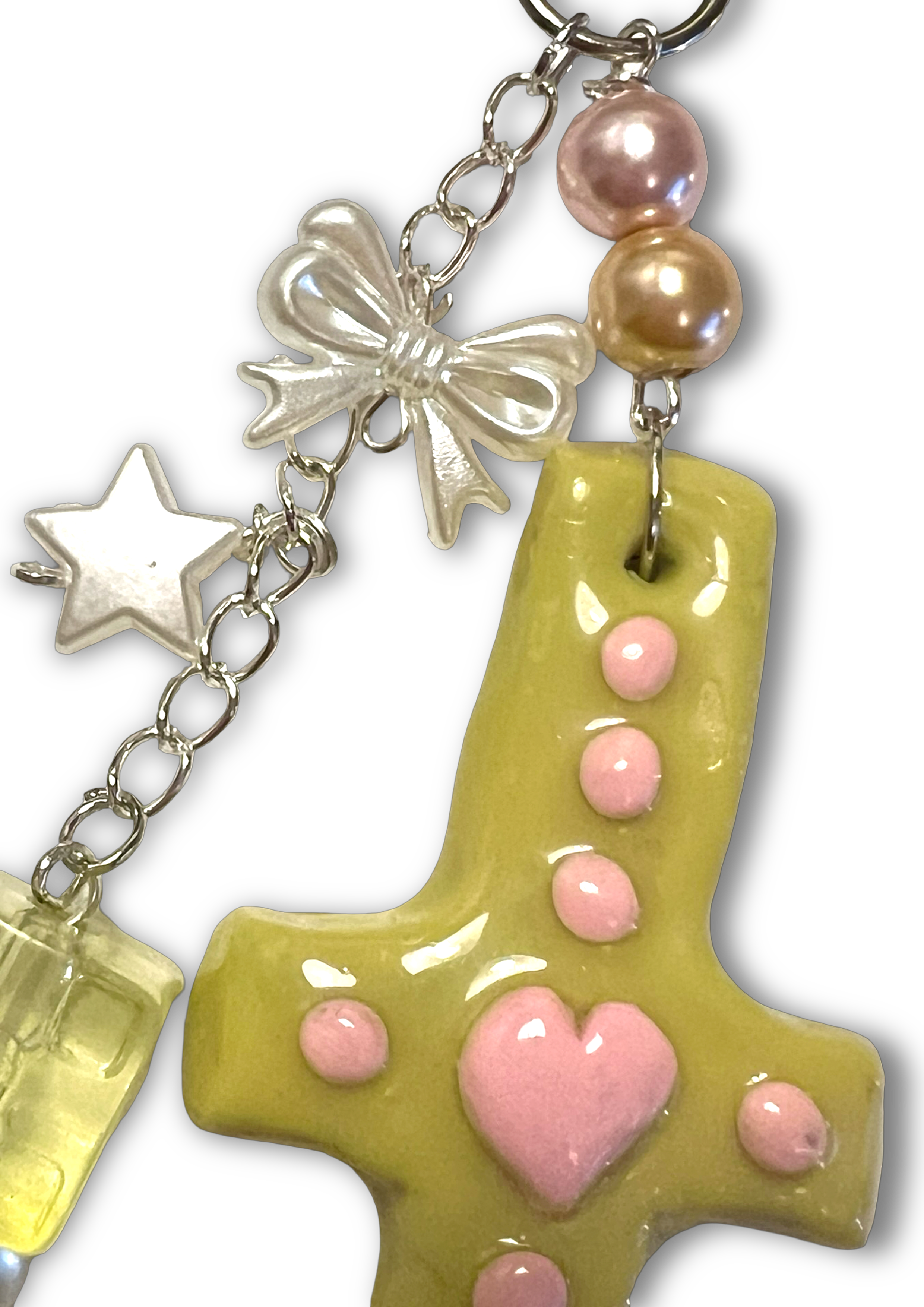 'Inverted Cross' Clay Bag Charm