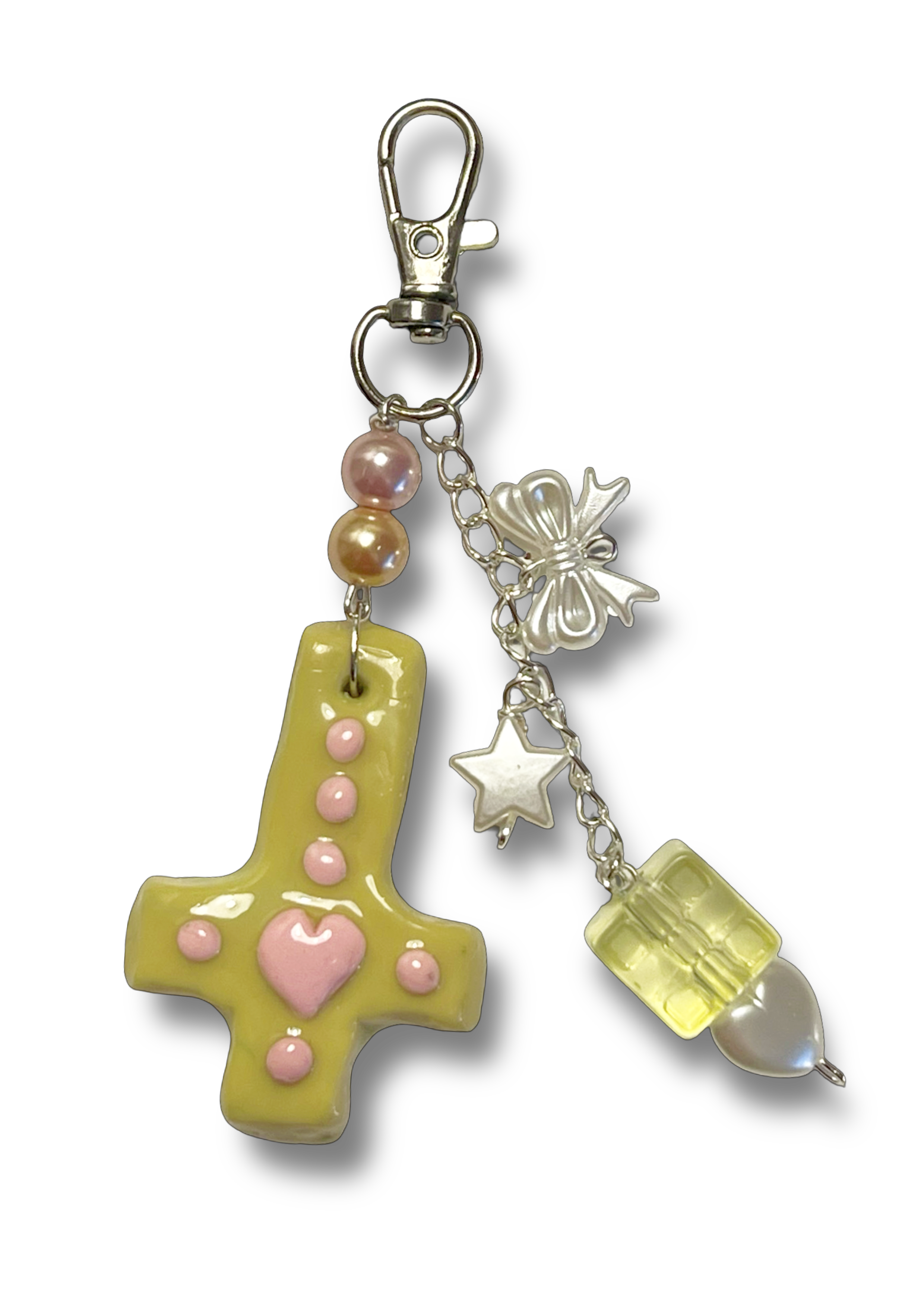 'Inverted Cross' Clay Bag Charm