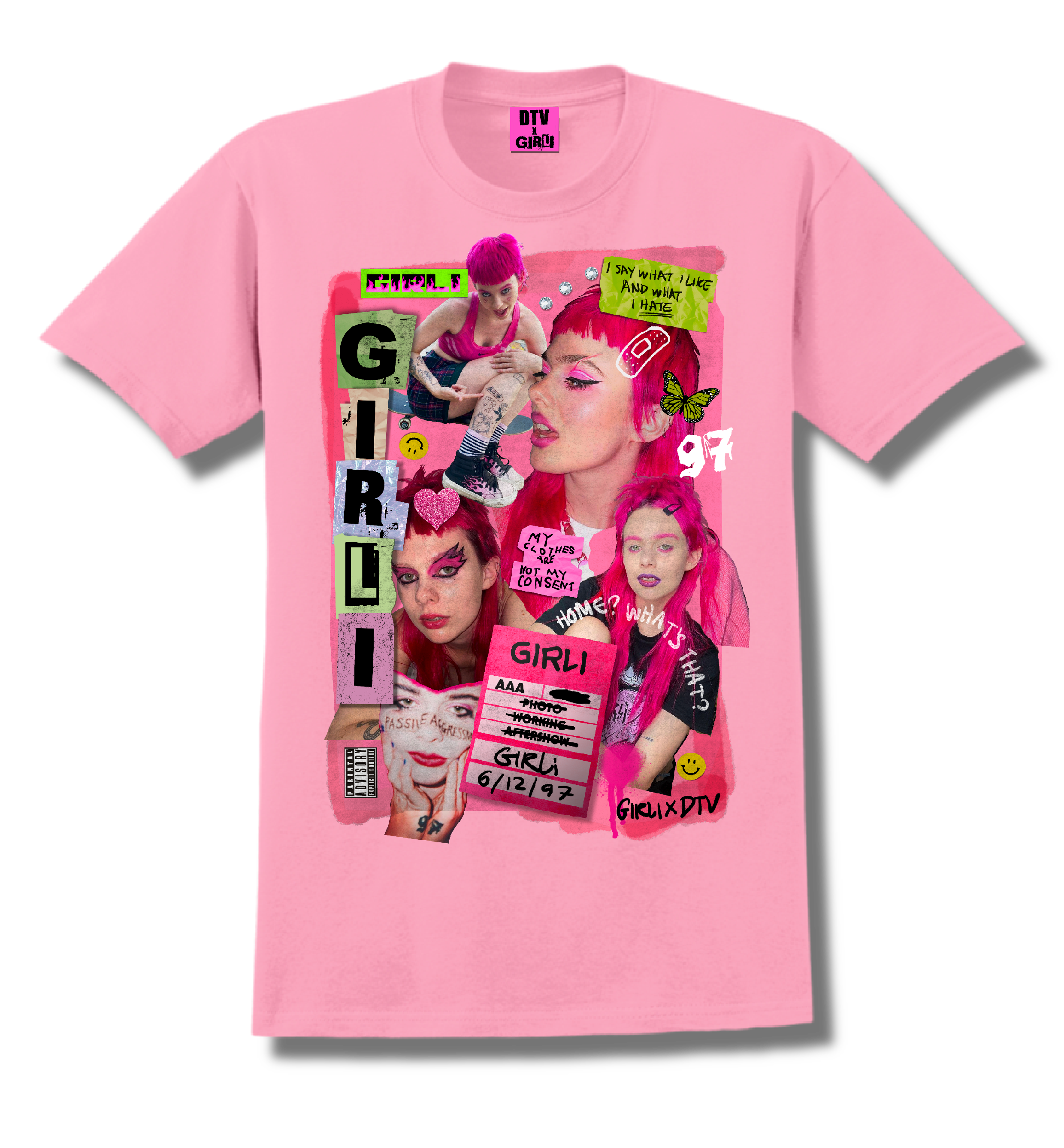 DTV x GIRLI 'SCRAP BOOK' LIMITED EDITION TEE - PINK