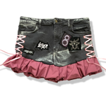 Load image into Gallery viewer, Reworked pleat corset denim skirt

