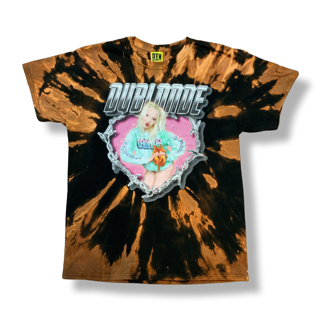 'DU BLONDE' Barbed Heart Burnt Film Tee - L