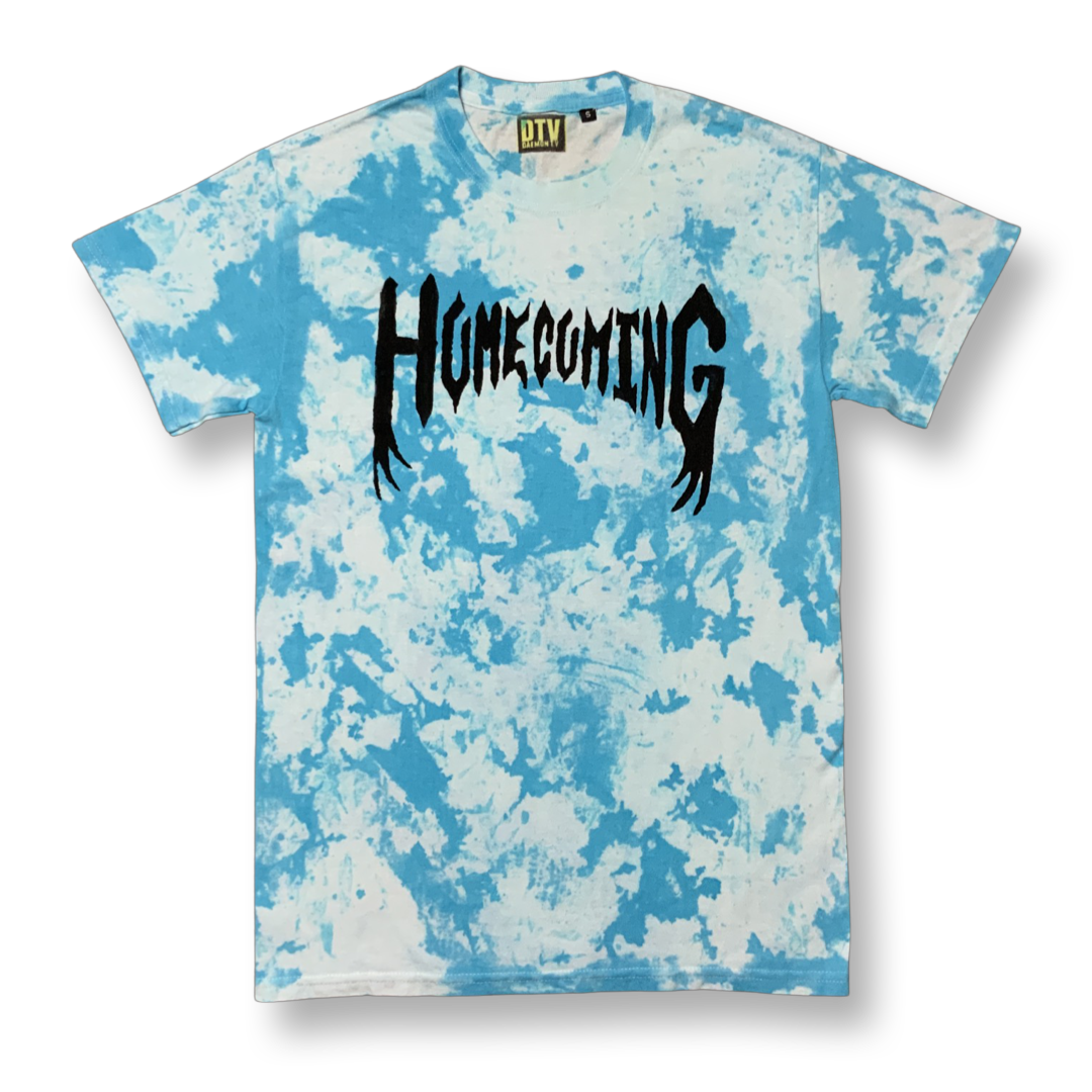 'HOMECOMING' Blue Marble Hand Painted Tee - S
