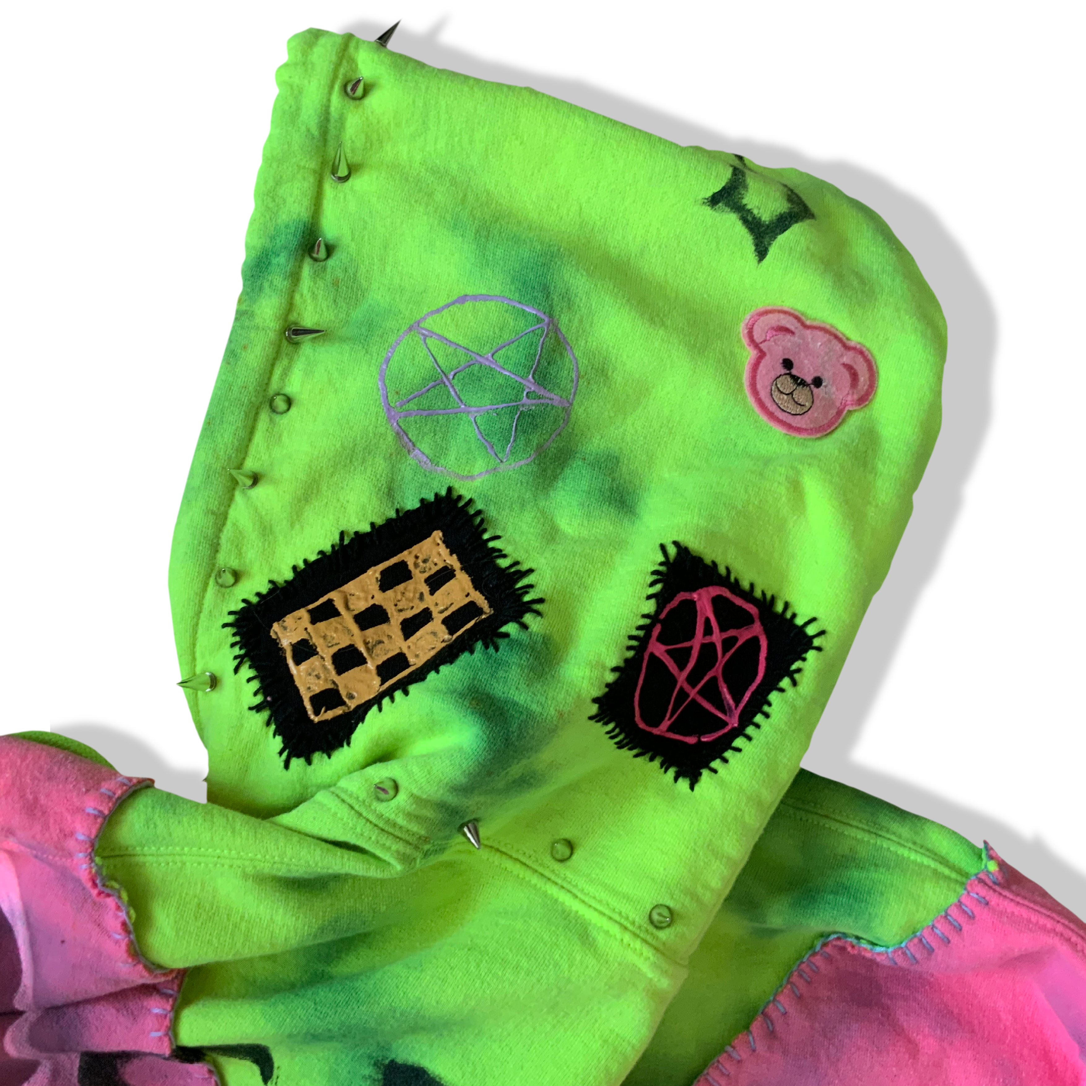 Hand Painted Decorated Pink Tie Dye Hoodie