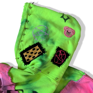 Hand Painted Decorated Pink Tie Dye Hoodie