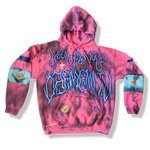 Load image into Gallery viewer, Pink Tie Dye Hand Reworked Raw Steak hoodie
