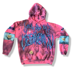 Pink Tie Dye Hand Reworked Raw Steak hoodie