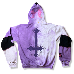 One of a Kind Hand Decorated DIY Punk Lilac Candy Hoodie Back