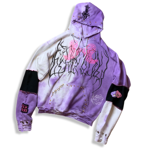 One of a Kind Hand Decorated DIY Punk Lilac Candy Hoodie