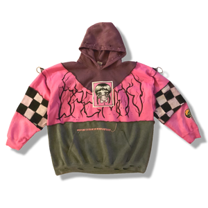 Handmade Reworked DIY Patch Pink Space Raiders Hoodie