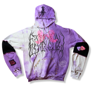 One of a Kind Hand Decorated DIY Punk Lilac Candy Hoodie