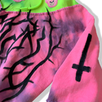 Load image into Gallery viewer, Hand Painted Decorated Pink Tie Dye Hoodie
