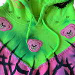 Load image into Gallery viewer, Hand Reworked Toxic Pink Green Tie Dye Metal Hoodie - L

