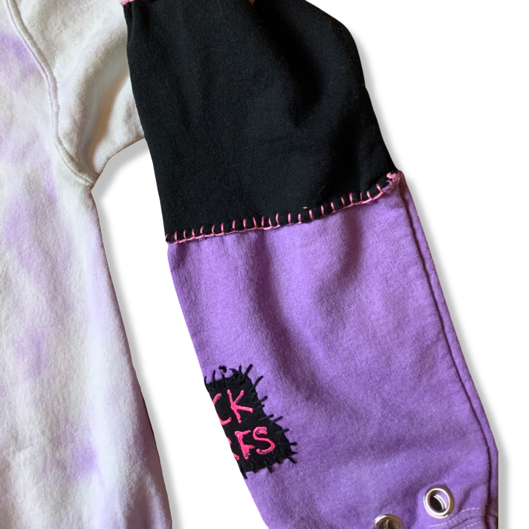 Hand Sewn Decorated Purple Black Punk Hoodie