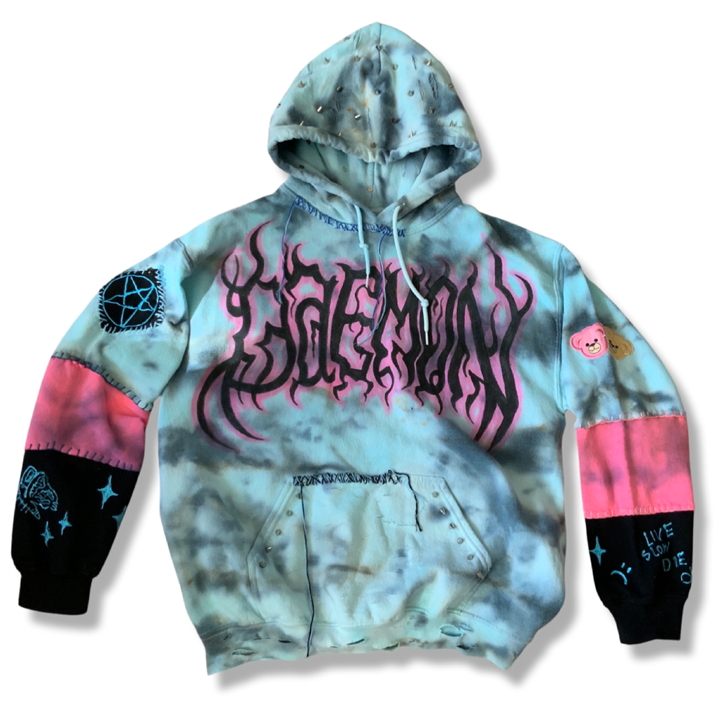 Hand Reworked Custom Tie Dye Depression Hoodie