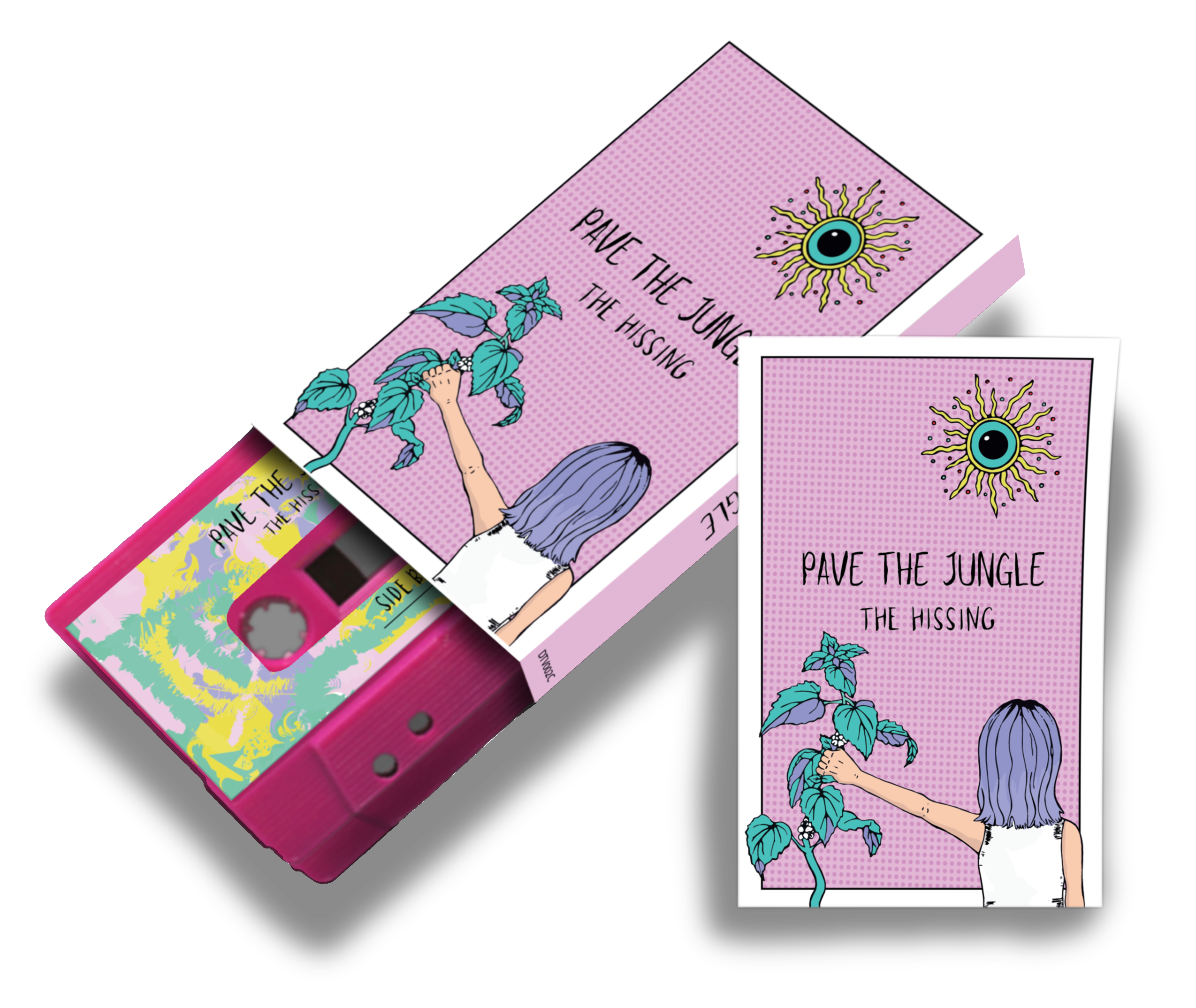 Pave The Jungle - ‘The Hissing’ Ltd Edition Cassette Mini Zine Duo - Hot Pink