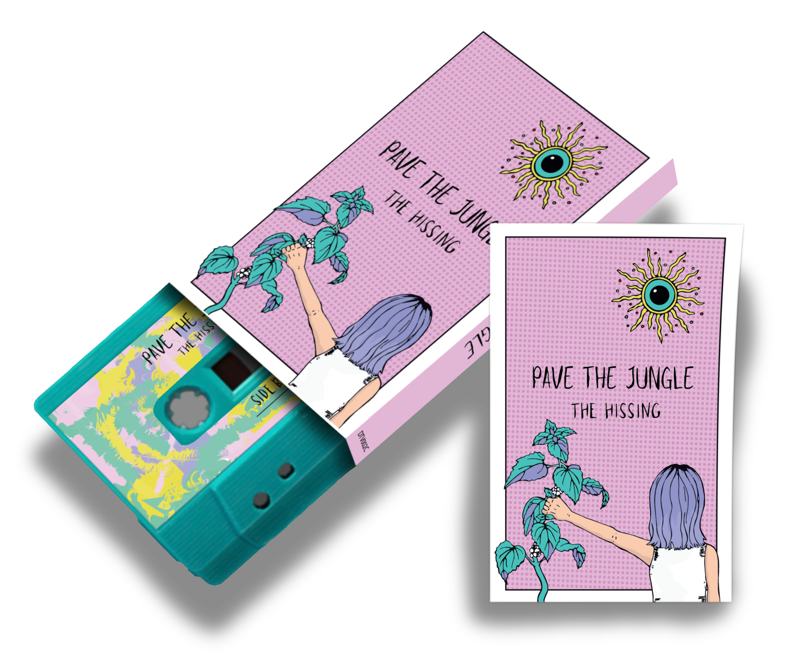 Pave The Jungle - ‘The Hissing’ Ltd Edition Cassette Mini Zine Duo - turquoise
