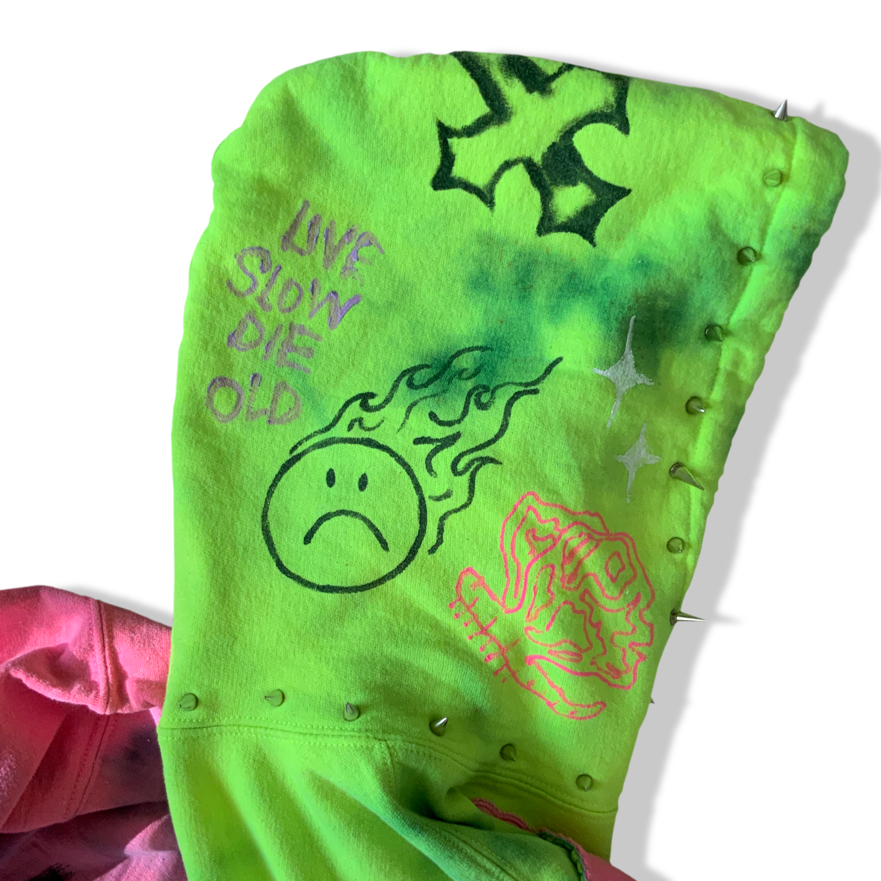 Hand Decorated Green Hoodie