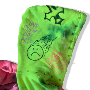 Hand Decorated Green Hoodie