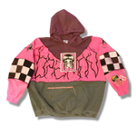 Load image into Gallery viewer, Handmade Reworked DIY Patch Pink Space Raiders Hoodie
