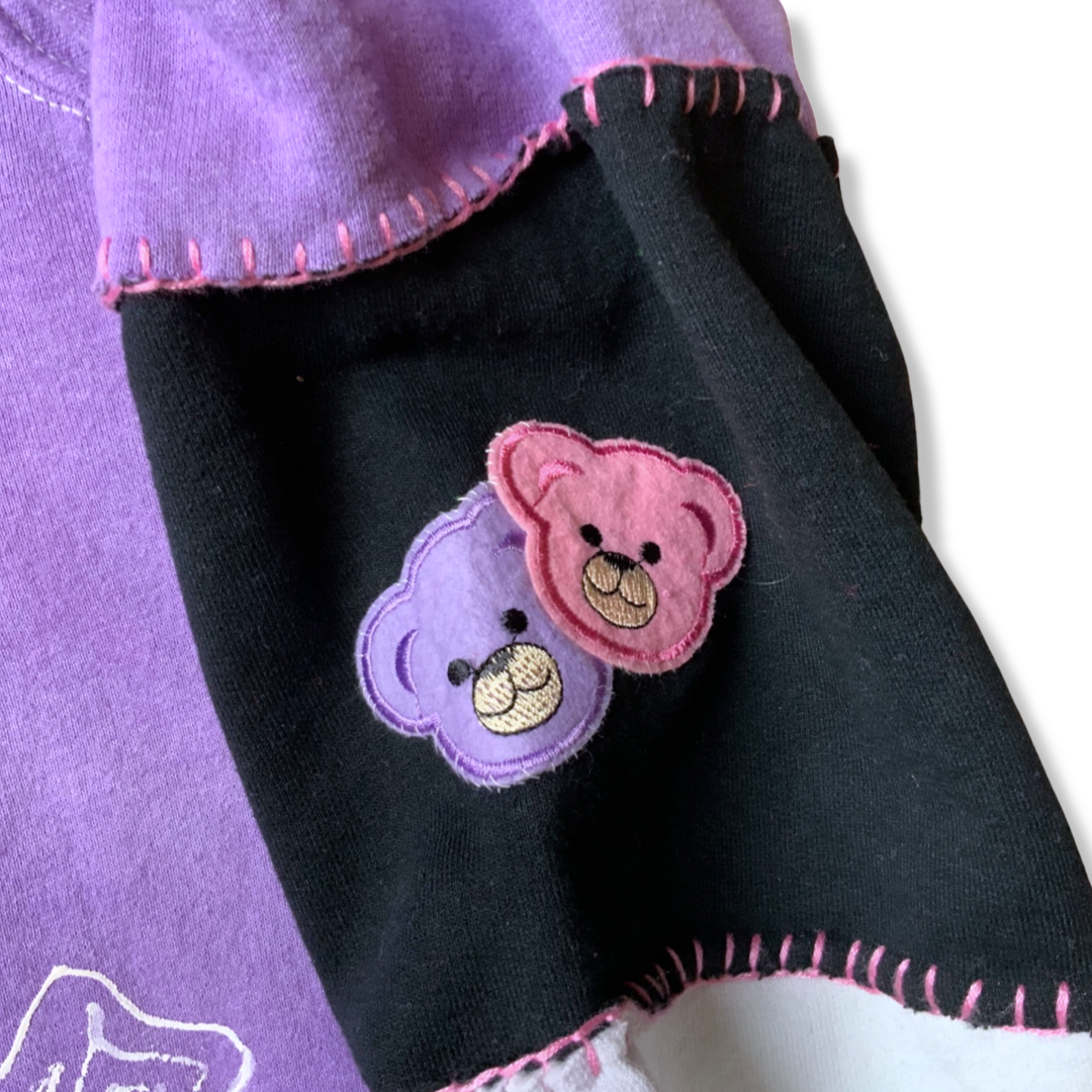 Hand Sewn Patch One of a Kind Hand Decorated DIY Punk Lilac Candy Hoodie