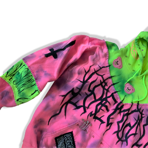 Hand Painted Decorated Pink Tie Dye Hoodie