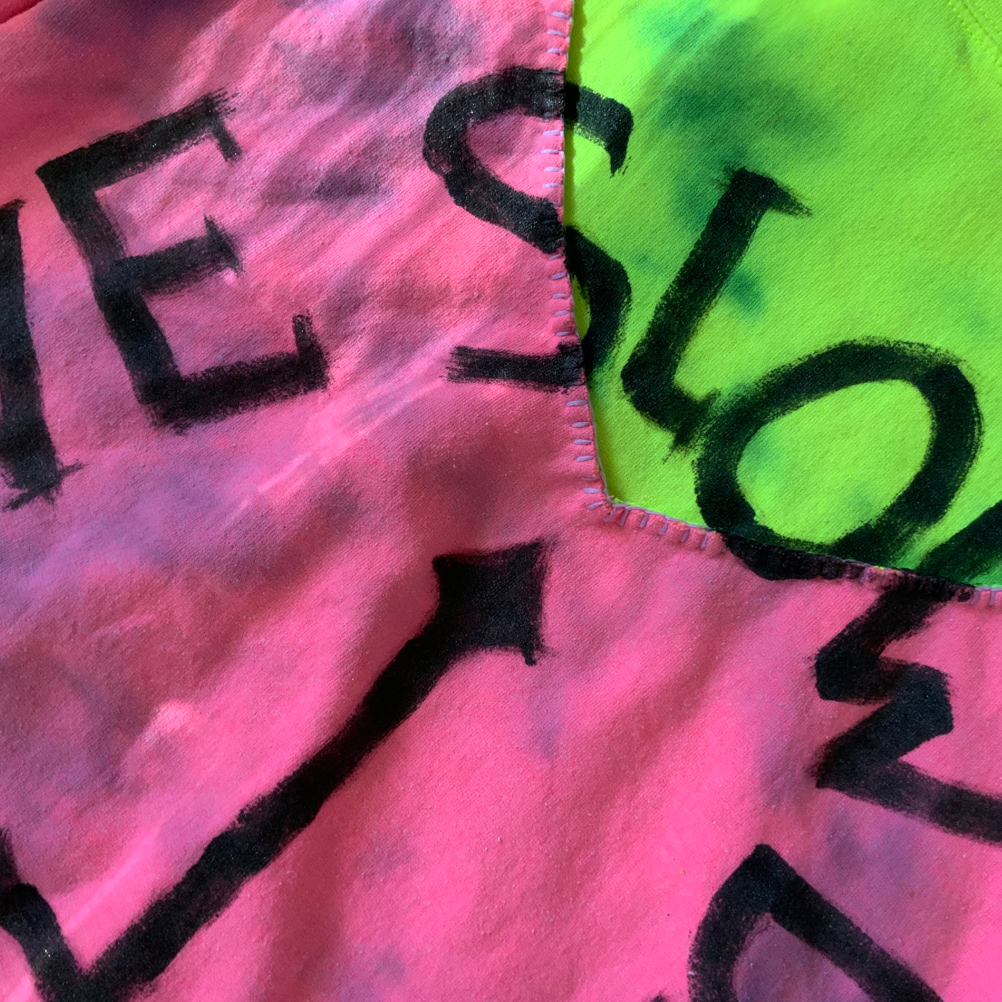 Hand Painted Decorated Pink Tie Dye Hoodie